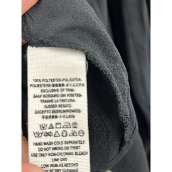 Free People Womens Blouse Medium Black Peasant Boho Top Crochet Lace Up Tunic - Picture 9 of 15